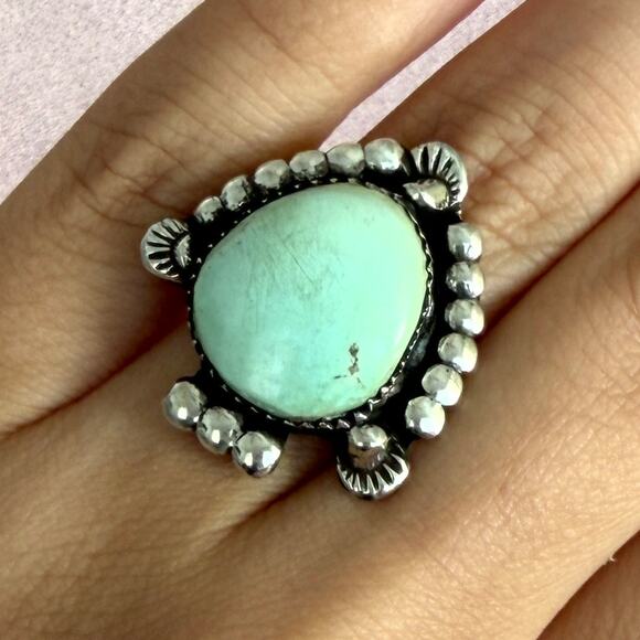 Native Jewelry - navajo sterling silver vintage turquoise arrow ring size 5.5